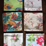 Set of 6 mismatched floral and bird napkins