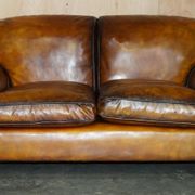 Howard & Son restored leather canapé, width 145 cm