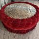 Large velvet pouf with trimmings, around 1880