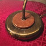 bedside lamp brass wood and glass 1970 to 80, traces of normal use, photo