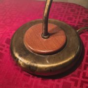 bedside lamp brass wood and glass 1970 to 80, traces of normal use, photo
