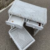 Coiffeuse et tabouret rotin