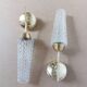 Pair of brass and glass wall lights