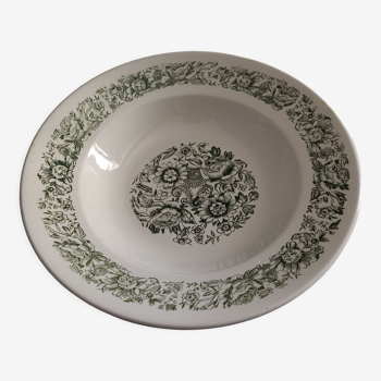 Antique hollow porcelain serving dish Green Floral pattern