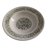 Plat de service creux ancien en porcelaine Motif Floraux verts