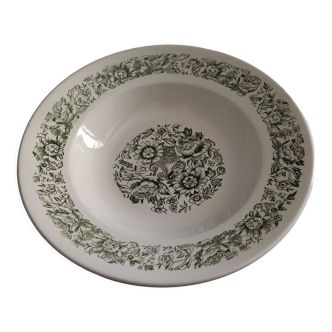Antique hollow porcelain serving dish Green Floral pattern