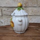 Ancien sucrier en céramique motif fruits jaunes
