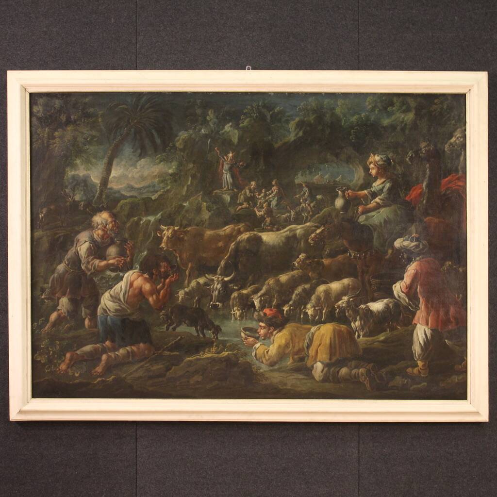 Great painting from the 18th century, Moses Striking the Rock