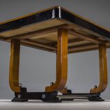 Art Deco French Walnut & Burl Dining Set, 1930s, Set of 7