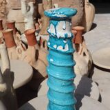 Vase sculpture tamegroute blue turquoise enameled wabi-sabi