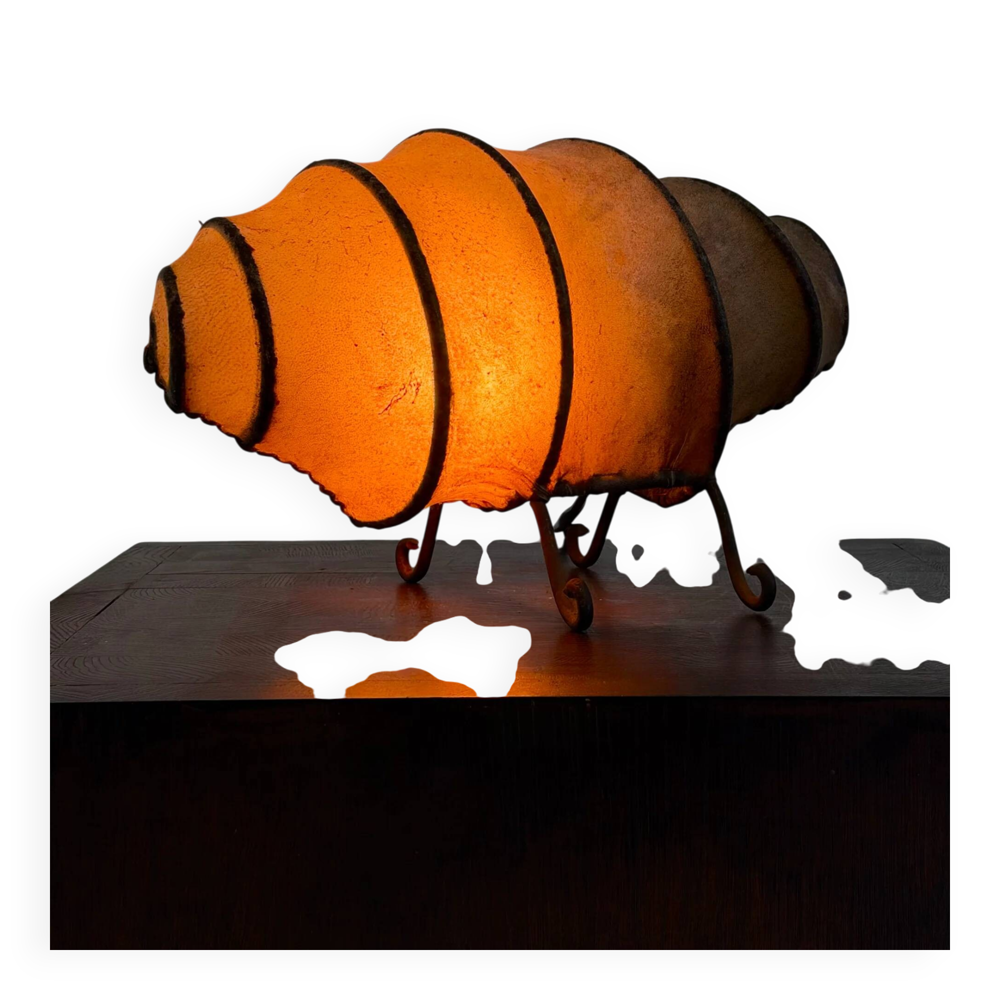 Vintage rawhide swirl table lamp with organic design