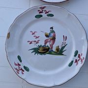 Set of 4 antique polychrome earthenware plates – Chinese decoration
