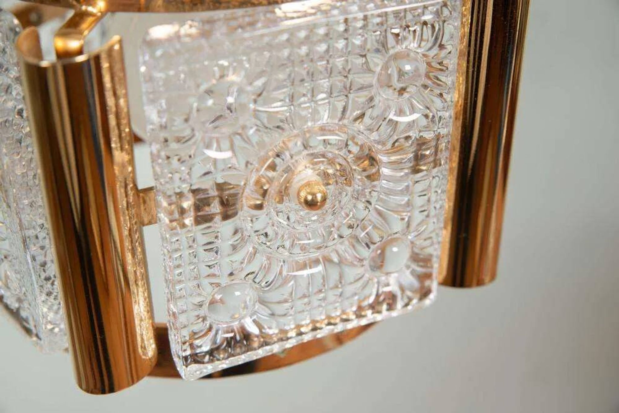 Vintage brass and frosted glass pendant, Vitrika glass pendant.