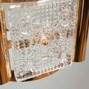 Vintage brass and frosted glass pendant, Vitrika glass pendant.