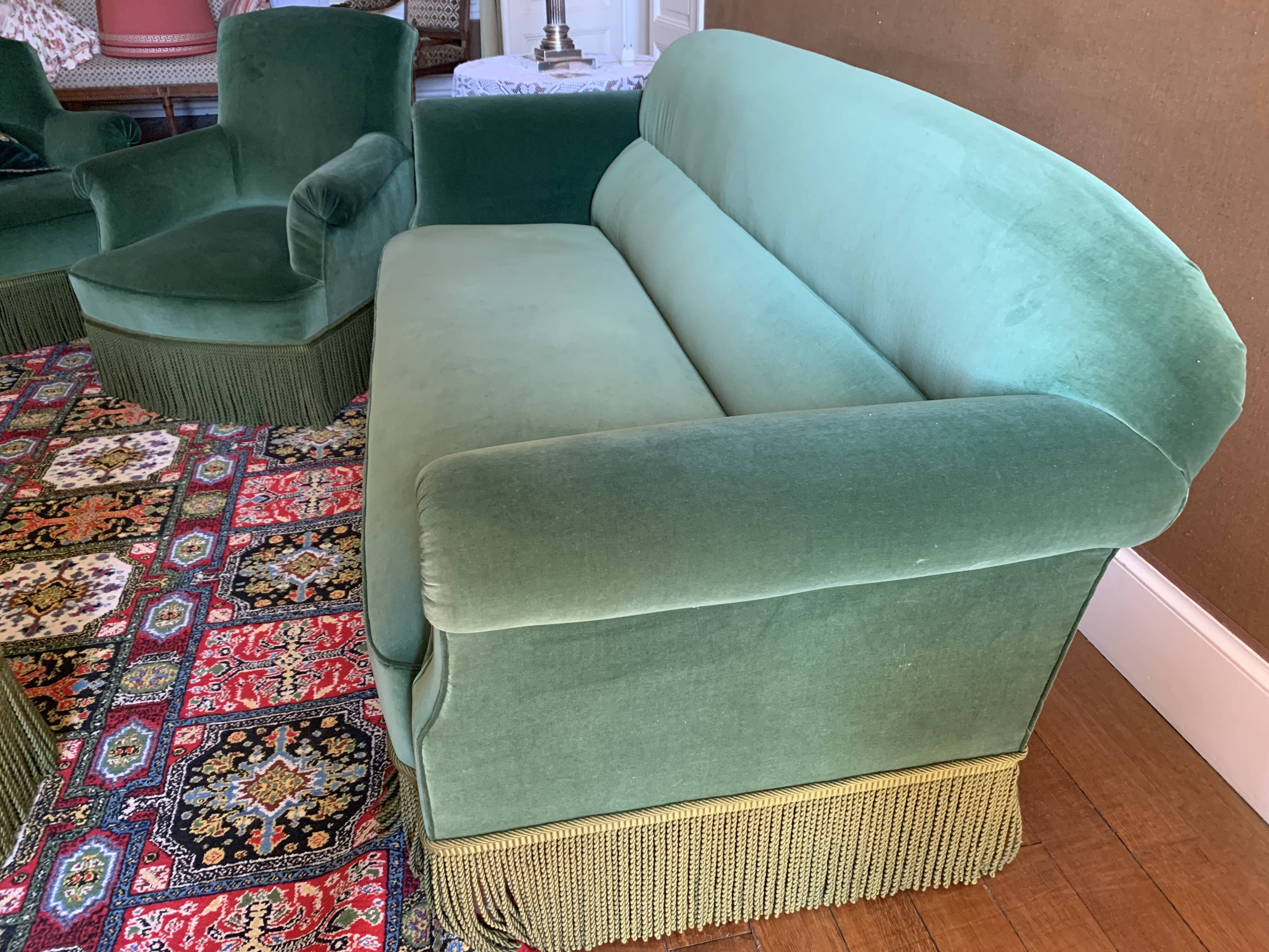 canapé et 2 fauteuils en velours