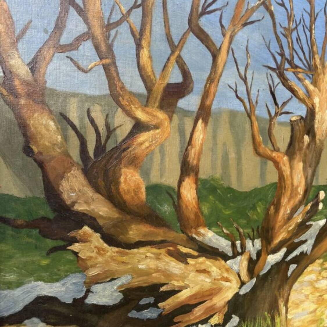 Antique painting of a forest landscape