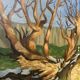 Antique painting of a forest landscape