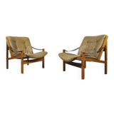 BRUKSBO / vintage Hunter safari easy chairs (2) / Torbjørn Afdal / Norway 1960s