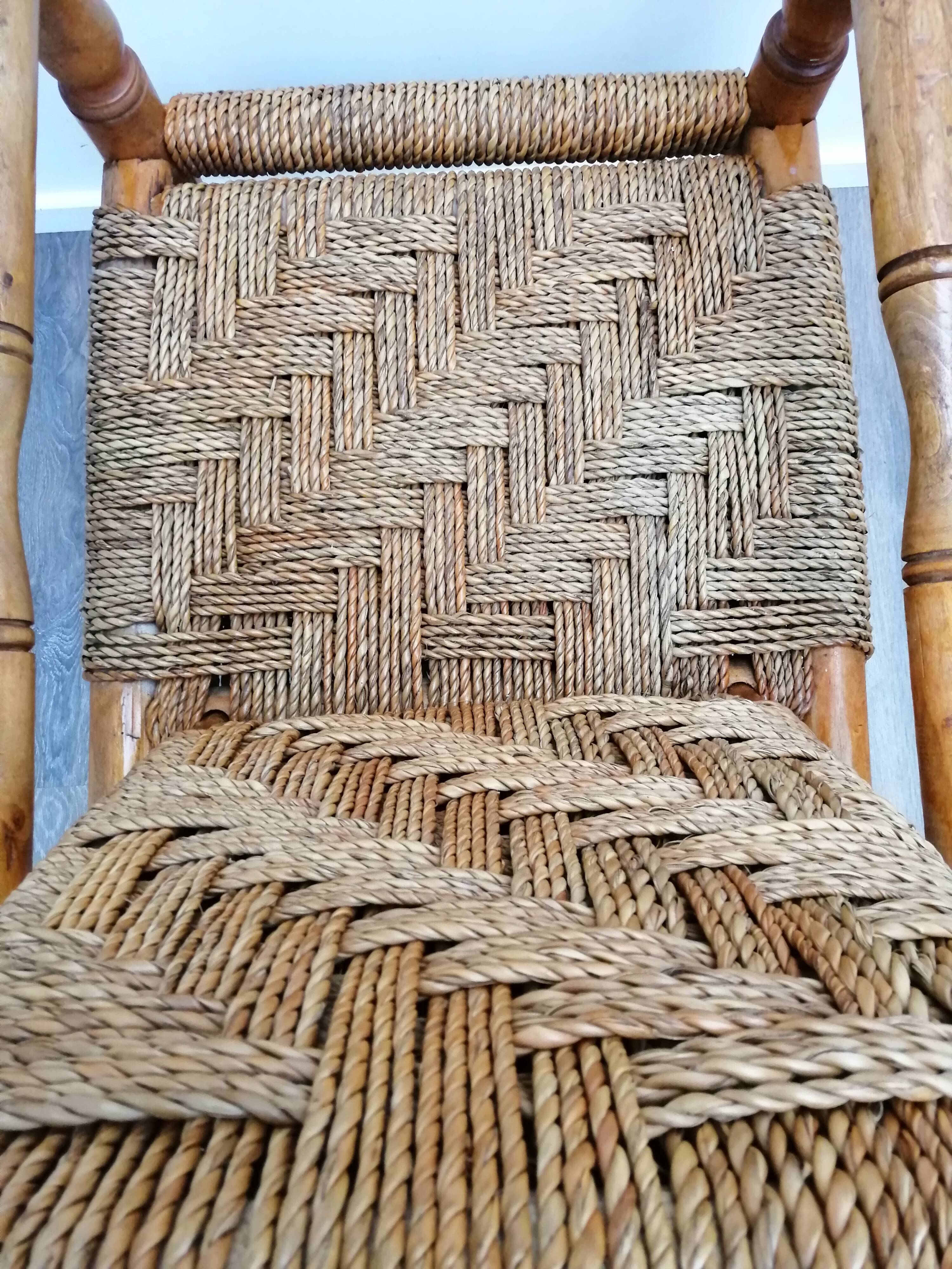 Fauteuil bois et corde années 50