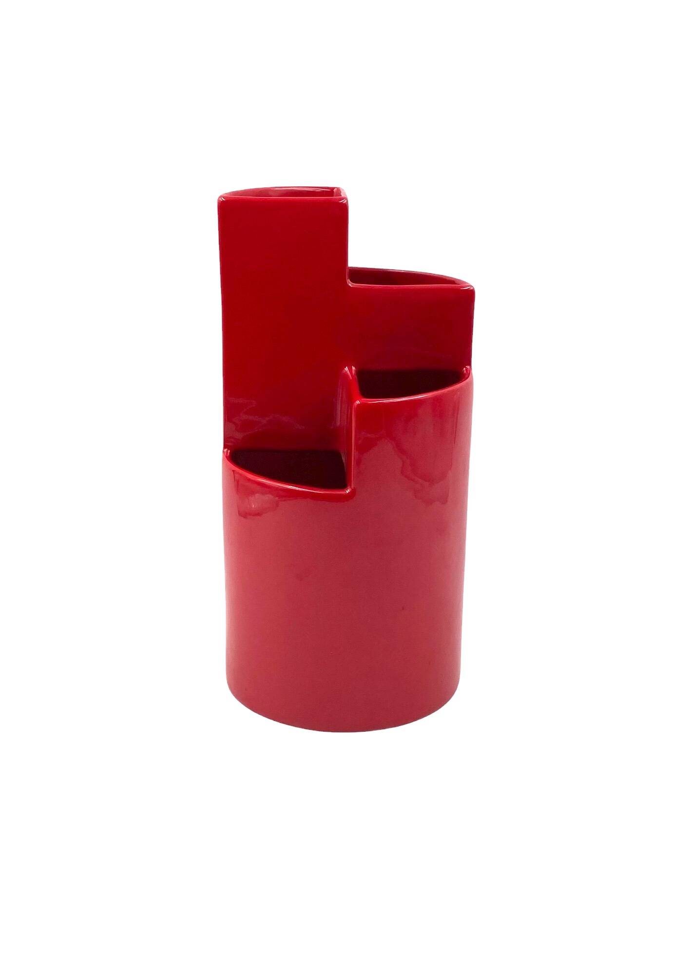 Franco Bettonica, vase en céramique rouge mod. fb1, Gabbianelli Italie ca. 1970