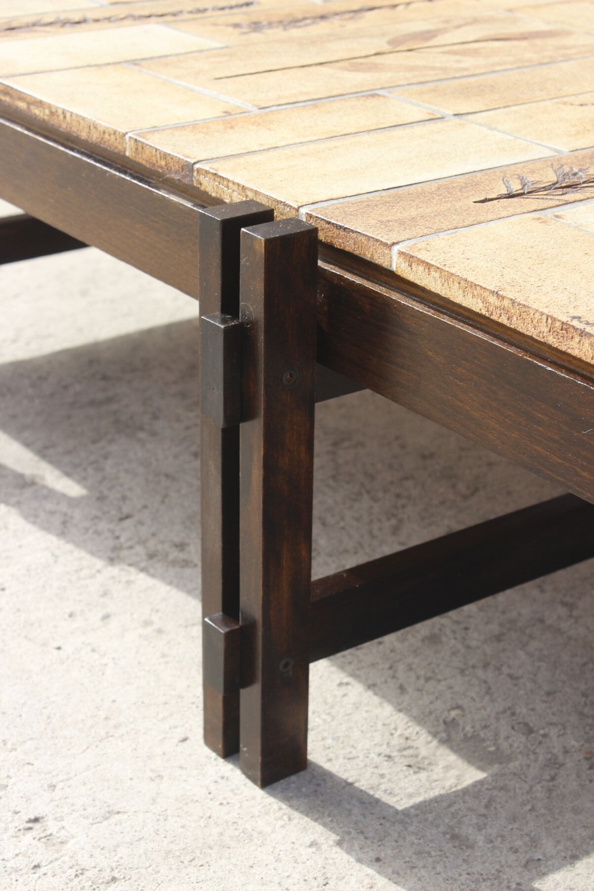 Coffee table Model Garrigue in Ceramics and Wood by Roger Capron, France, 1950s