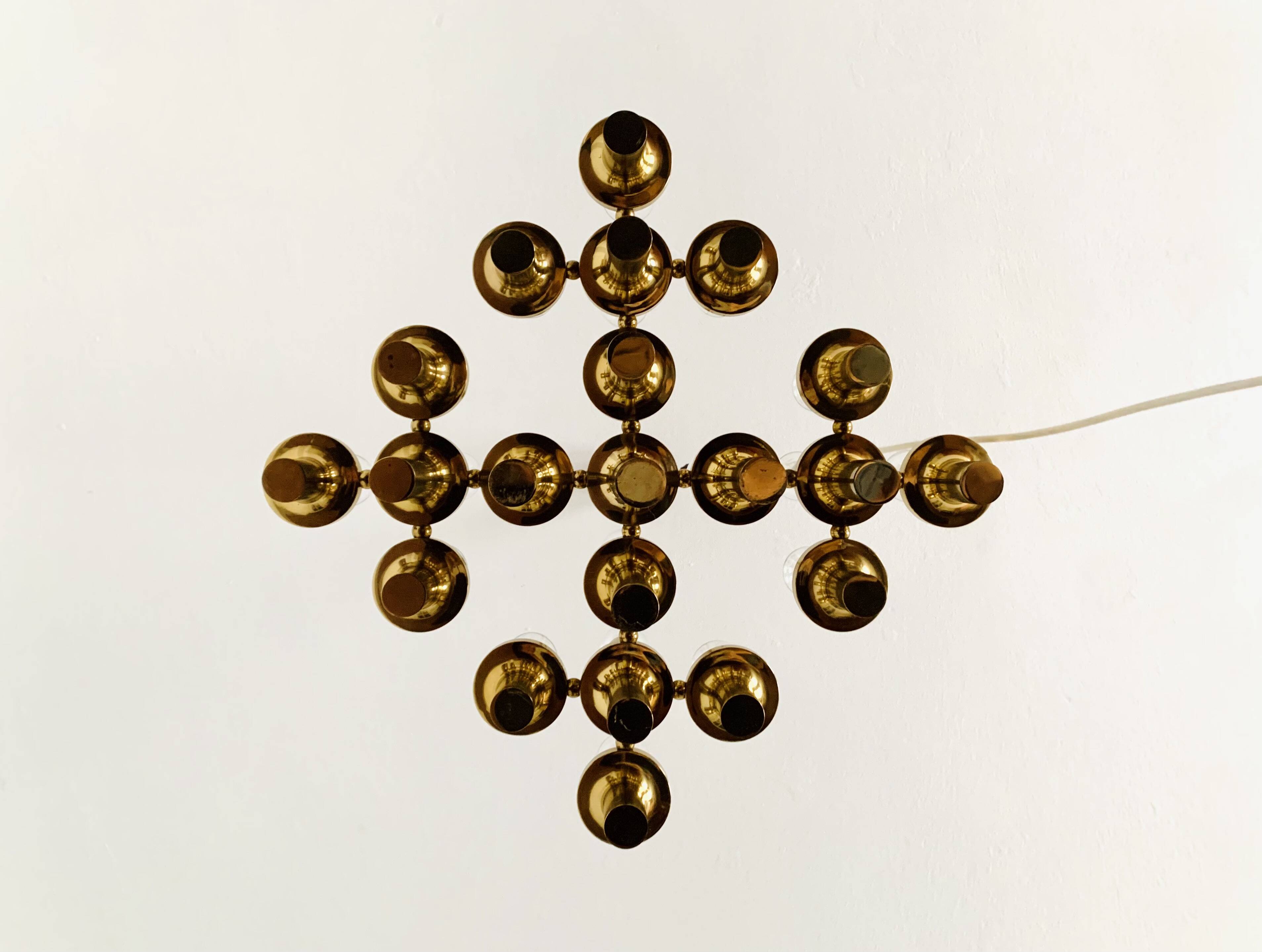 Brutalist Brass Chandelier by Gaetano Sciolari