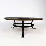 Grande Table Basse Brutaliste en Acier et Ardoise, 1960s
