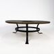 Large brutalist steel and slate coffee table, 1960s