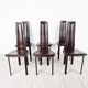 Vintage brown leather dining chairs, set of 6, 1980s