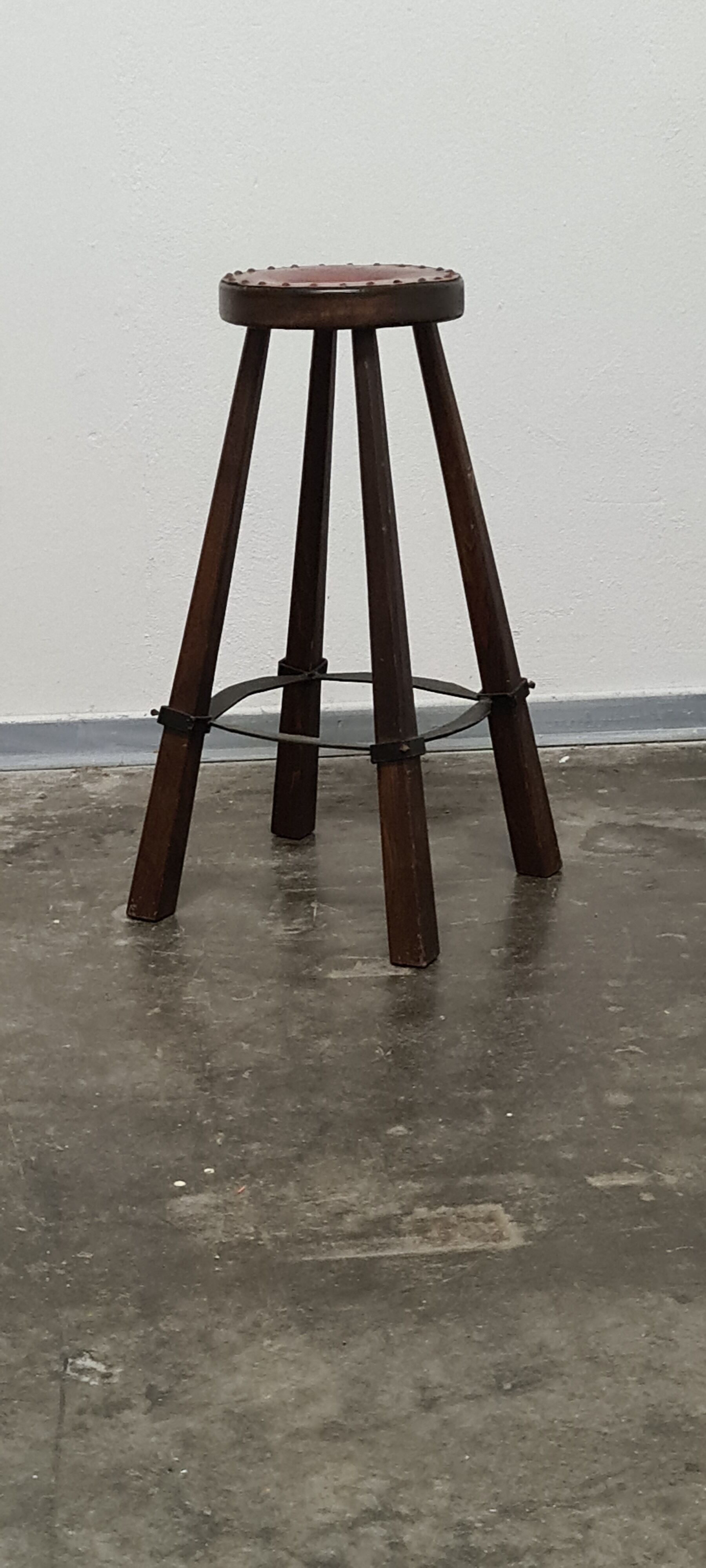 Vintage set of 3 Brutalist bar stools