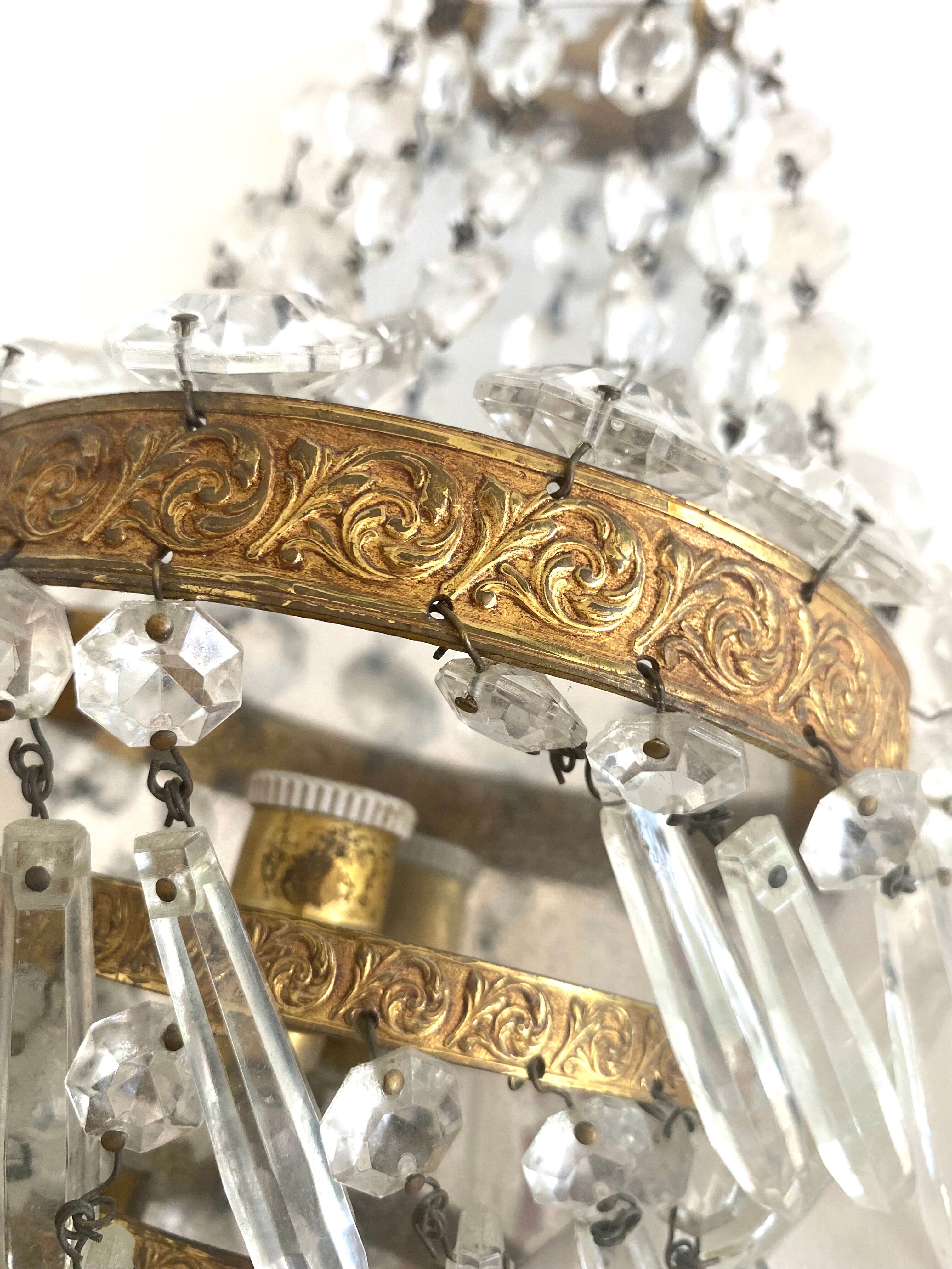 Wall lamp glass, brass, 50s