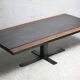 Table basse, céramique et plaques acier, circa 1960.