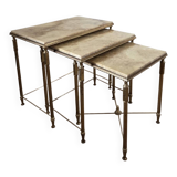 Nested tables in brass and marble, 1950.