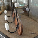 Vintage hook with 3 solid wood hooks