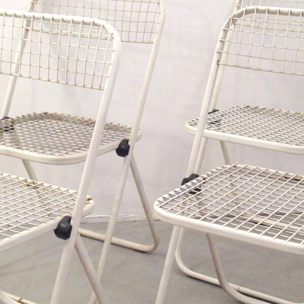 Quatre chaises en treillis métallique Talin Spa années 80