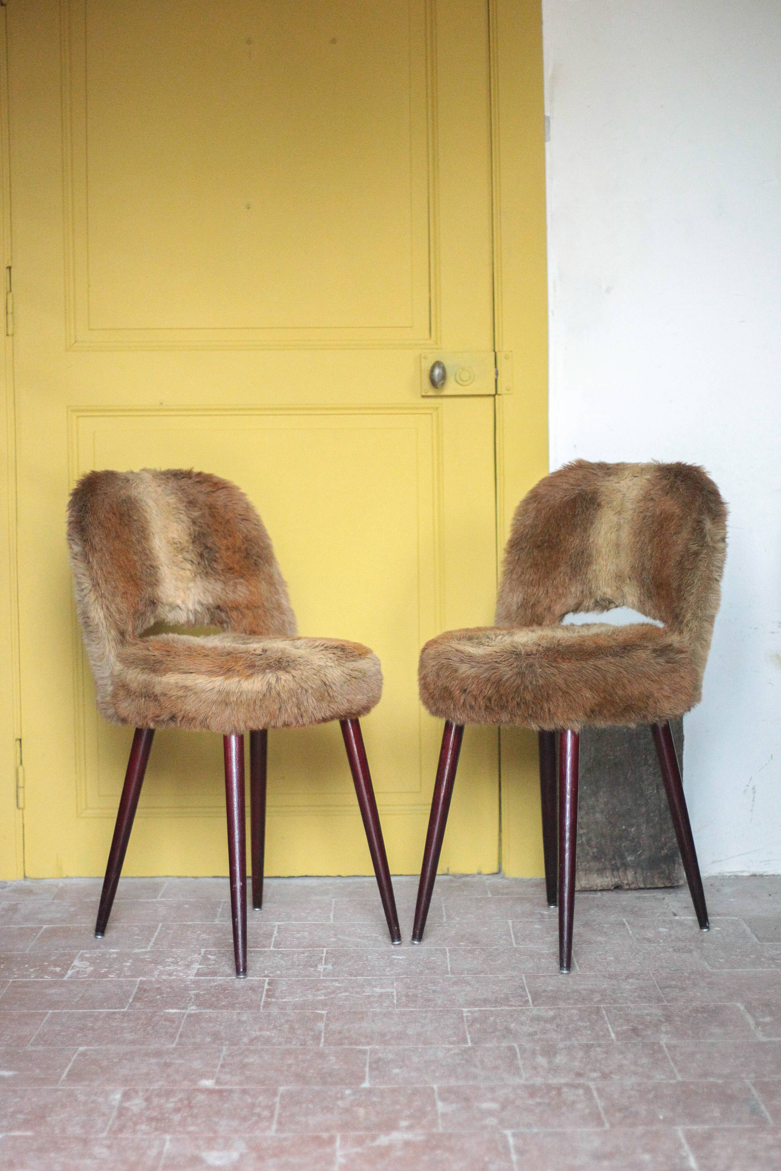Pair of Moumoute chairs in Baumann style, vintage chairs, retro chair