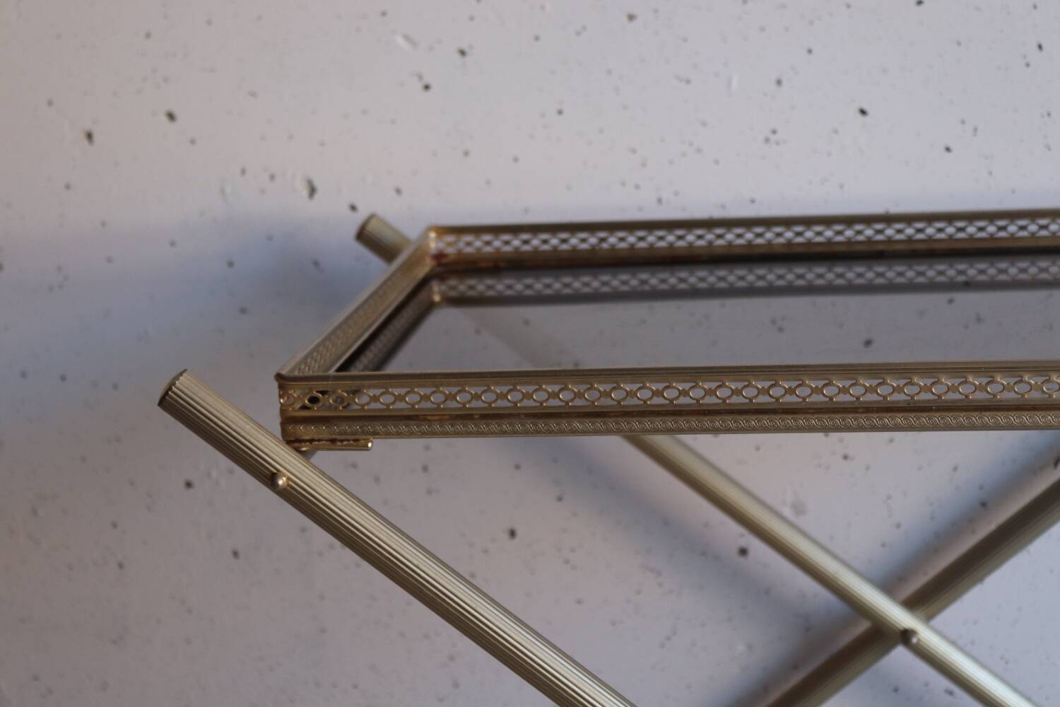 Serving tray, vintage serving tray in smoked glass and gold metal