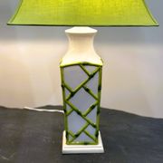 Pair of Faux Bamboo French Ceramic Table Lamps, French 1970s