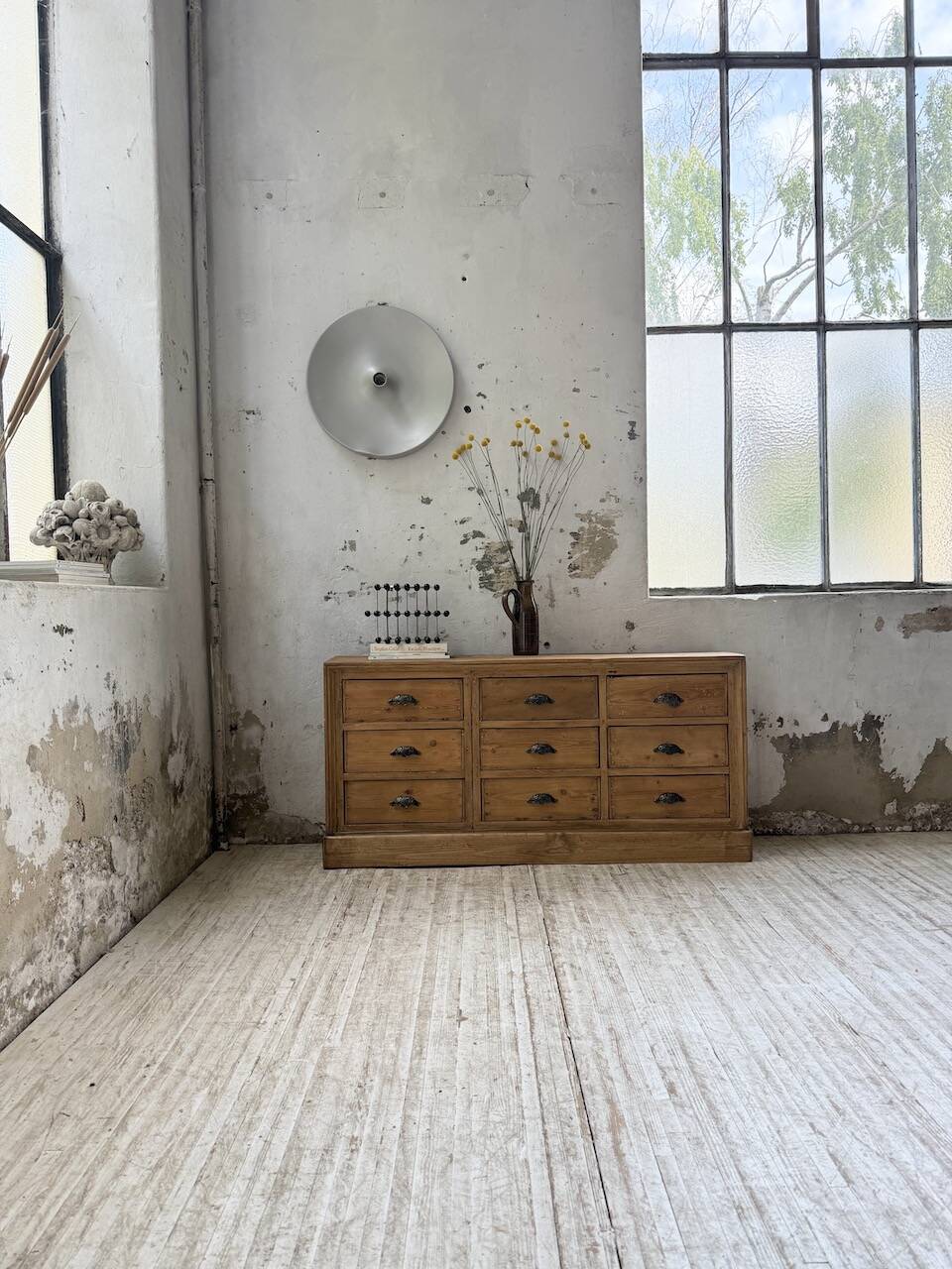 Pine craft cabinet with drawers