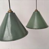Enamelled sheet metal cone pendants