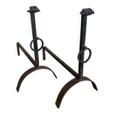 Pair of wrought iron fire dogs 1960