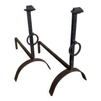 Pair of wrought iron fire dogs 1960