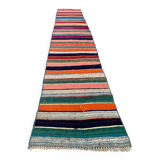 Old Turkish narrow Kilim Runner 262x51 cm shabby chic, vintage kelim