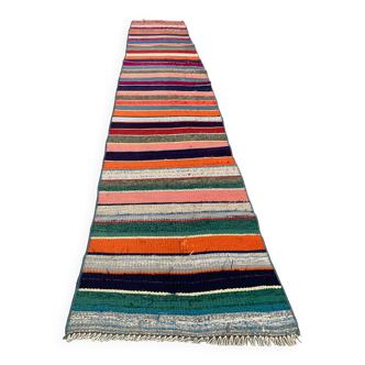 Ancien chemin de Kilim étroit turc 262x51 cm shabby chic, kelim vintage