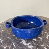 Plat en grès émaillé bleu