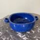Blue glazed stoneware dish
