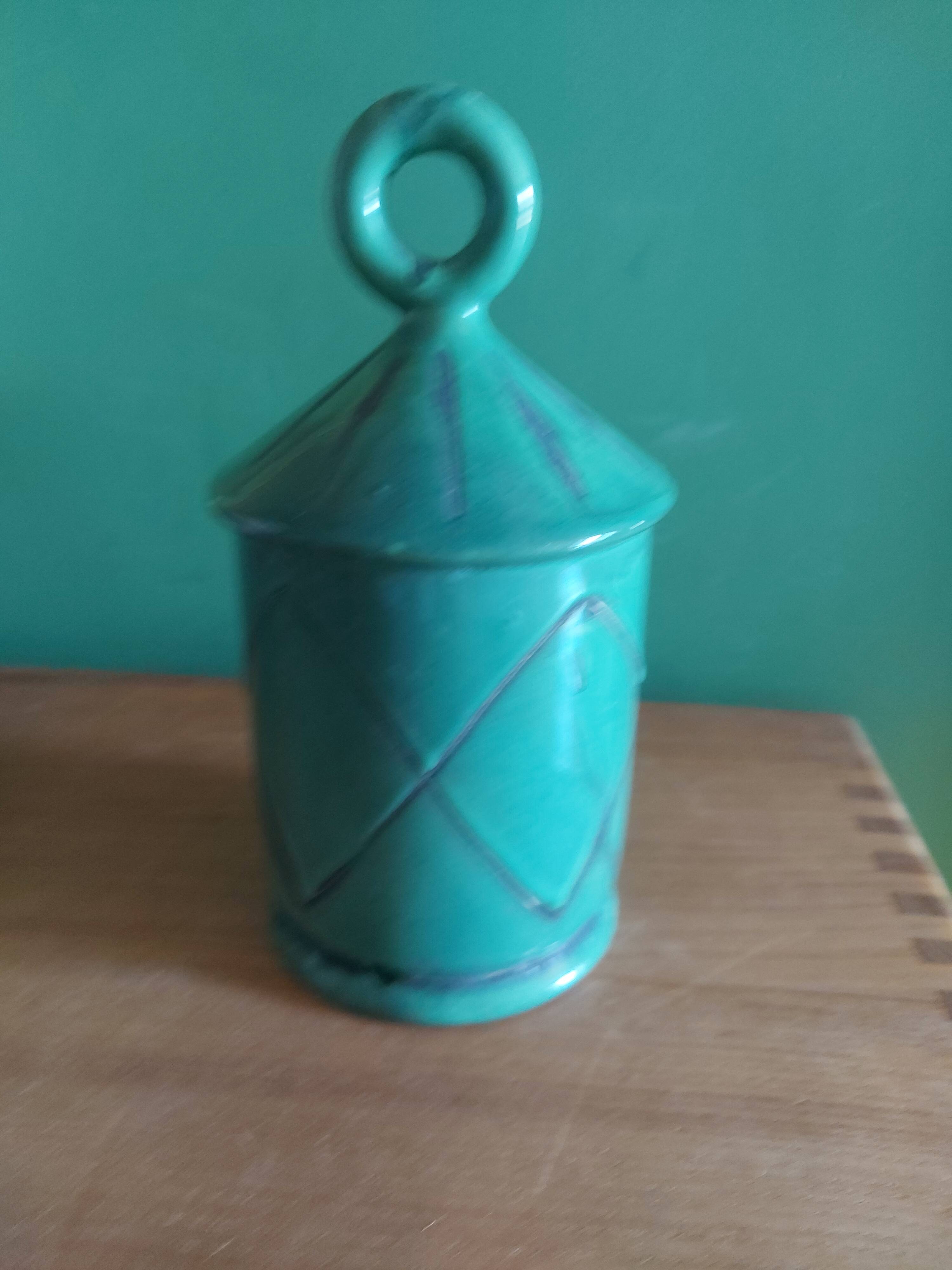 Candle holder in glazed ceramic 60s
