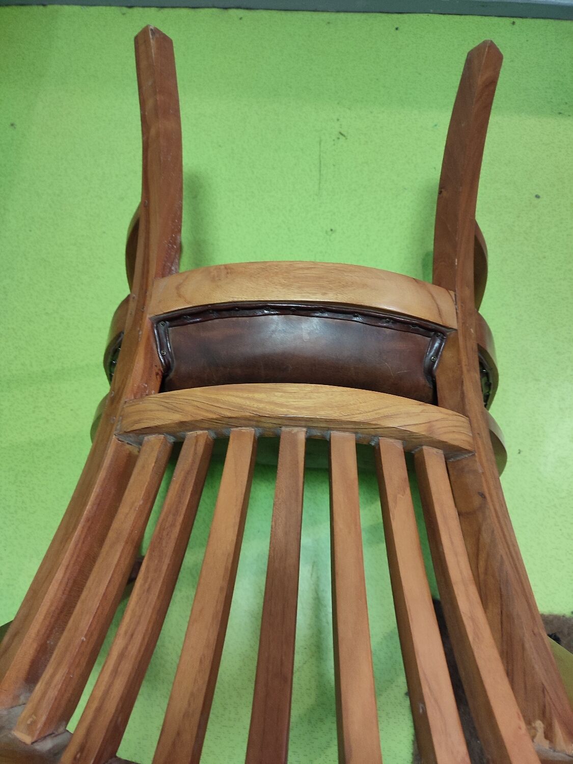 Fauteuil de bureau en teck et cuir vintage