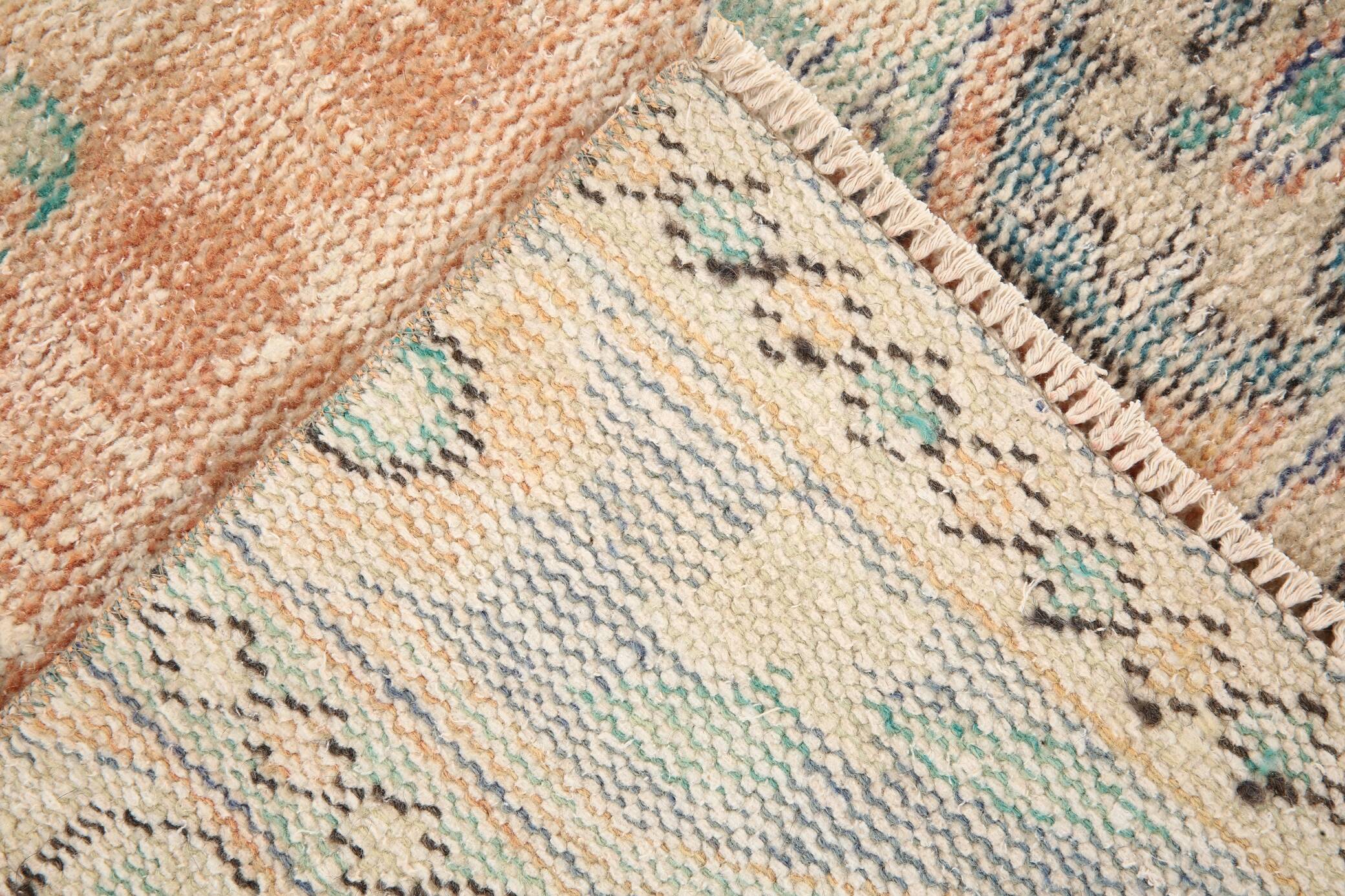 3x9 Pale Orange & Blue Vintage Runner Rug, 80x283Cm SK 6027