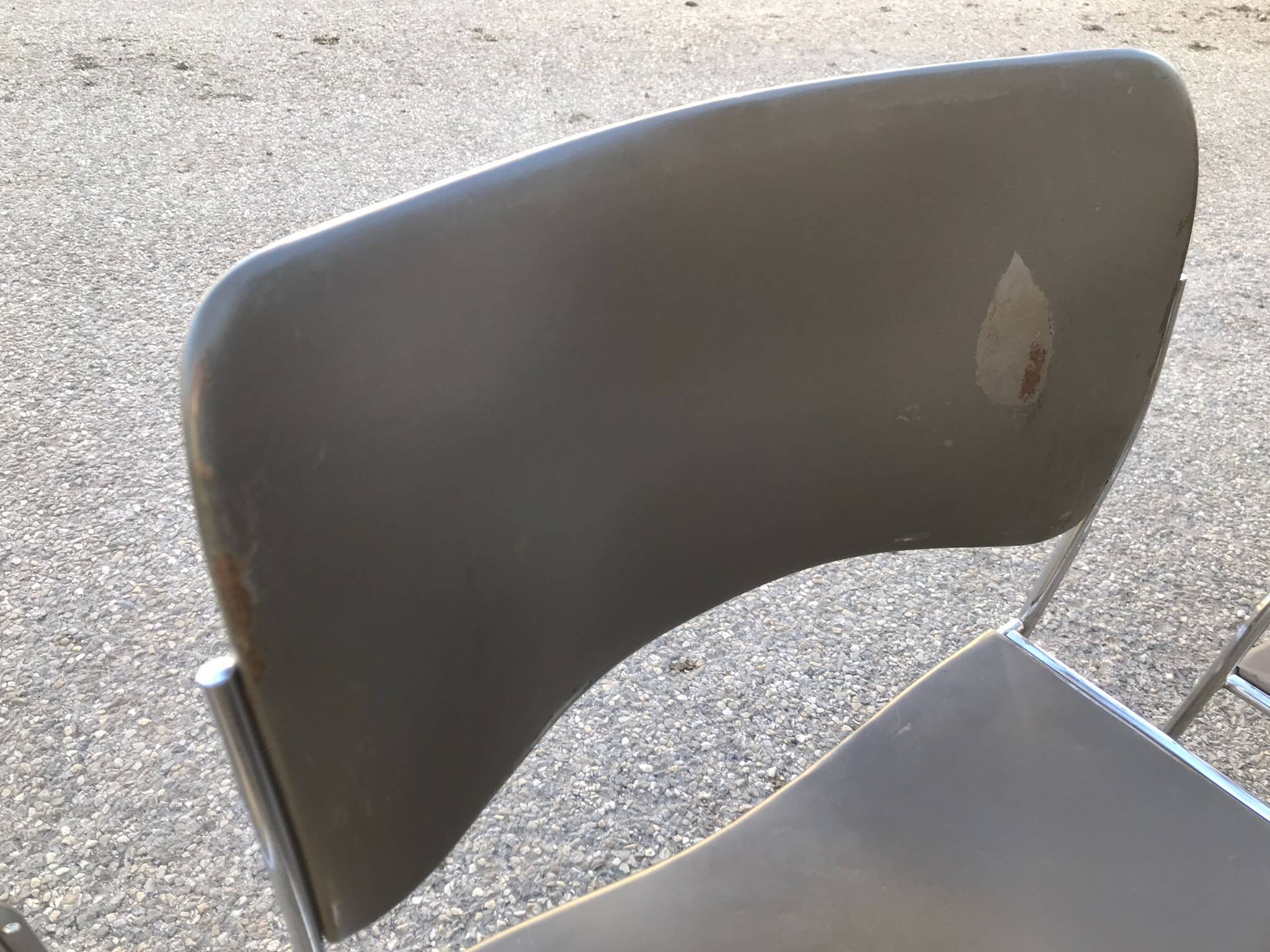 Set of 6 designer metal chairs from the 20th century David Rowland